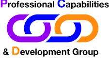 PC&D group logo, consisting of three interlinked chains in purple, blue and orange