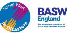 Social Work in Disasters Logo with BASW England Logo 