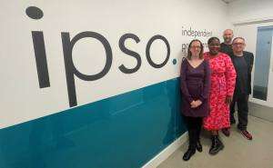 2022 11 08 swu   campaign collective   ipso cropped A photo of staff from SWU, IPSO, and Campaign Collective standing in front of the "IPSO" sign at the IPSO office in London