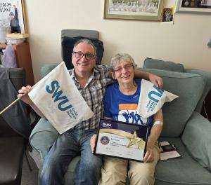 Angi with SWU general secretary John McGowan