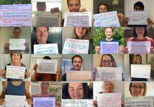 ivcampaign People holding up posters with their messages of support for the independent visitor campaign